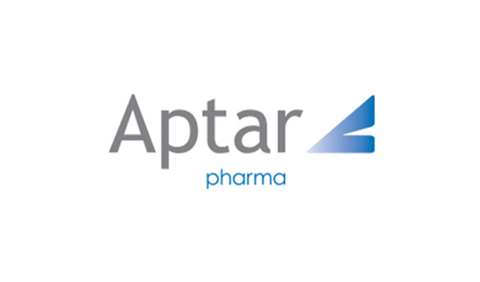 Medical devices manufacturer Aptar Pharma logo and sign