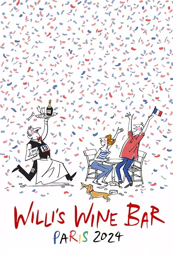 Poster for Willi's Wine Bar in Paris for the 2024 Olympics